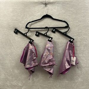 Justice Pink Athletic Cinch Shorts with Shimmery Finish -3 pair of shorts